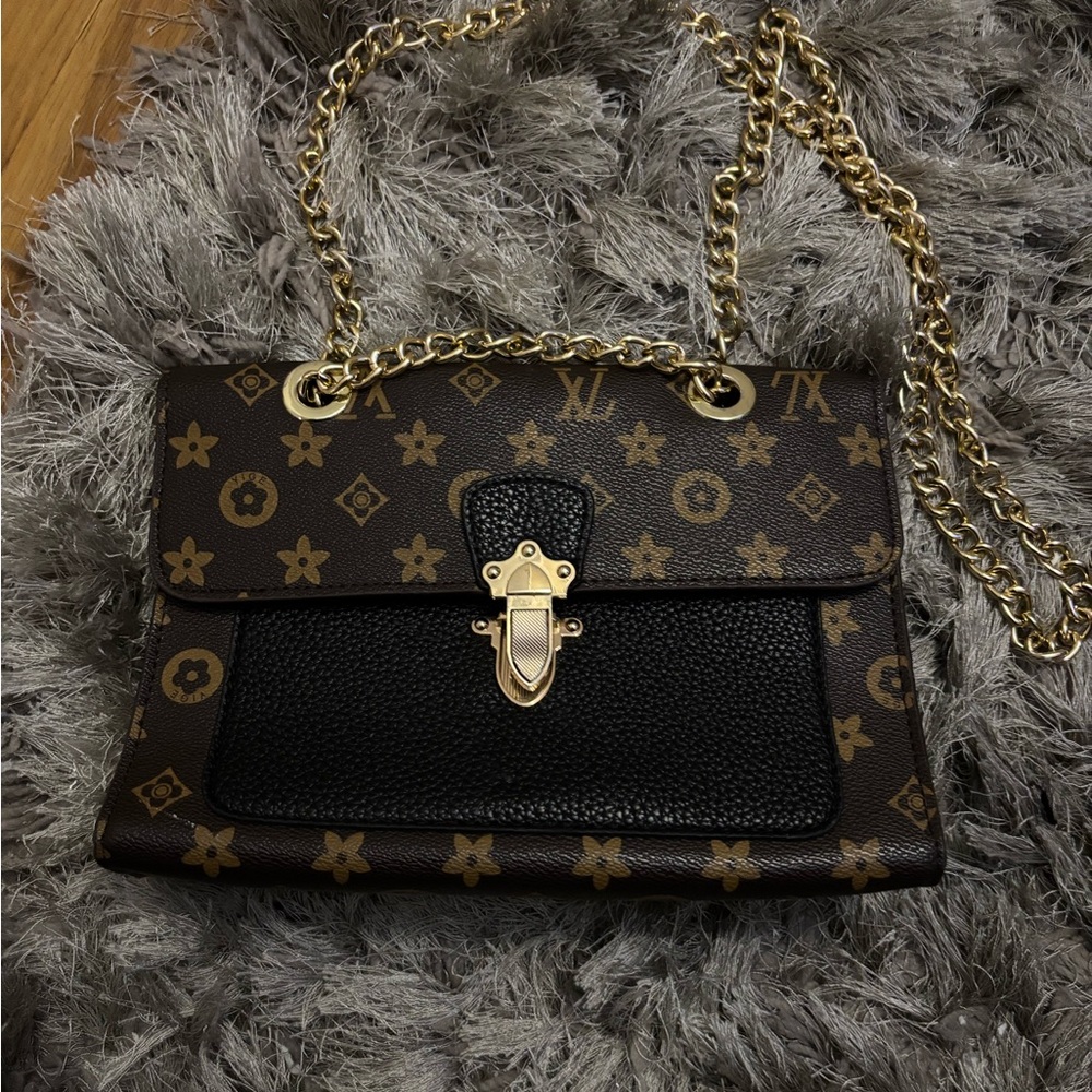 Luxury Brown and Black Designer Shoulder Bag